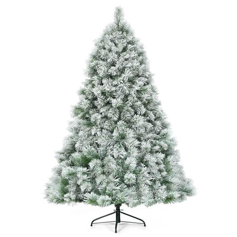 Christmas Tree : Christmas Trees 6 FEET :Snow Pine Christmas Tree with Stand and Free Christmas Tree Decorations Items :|Snow Flocked Tree