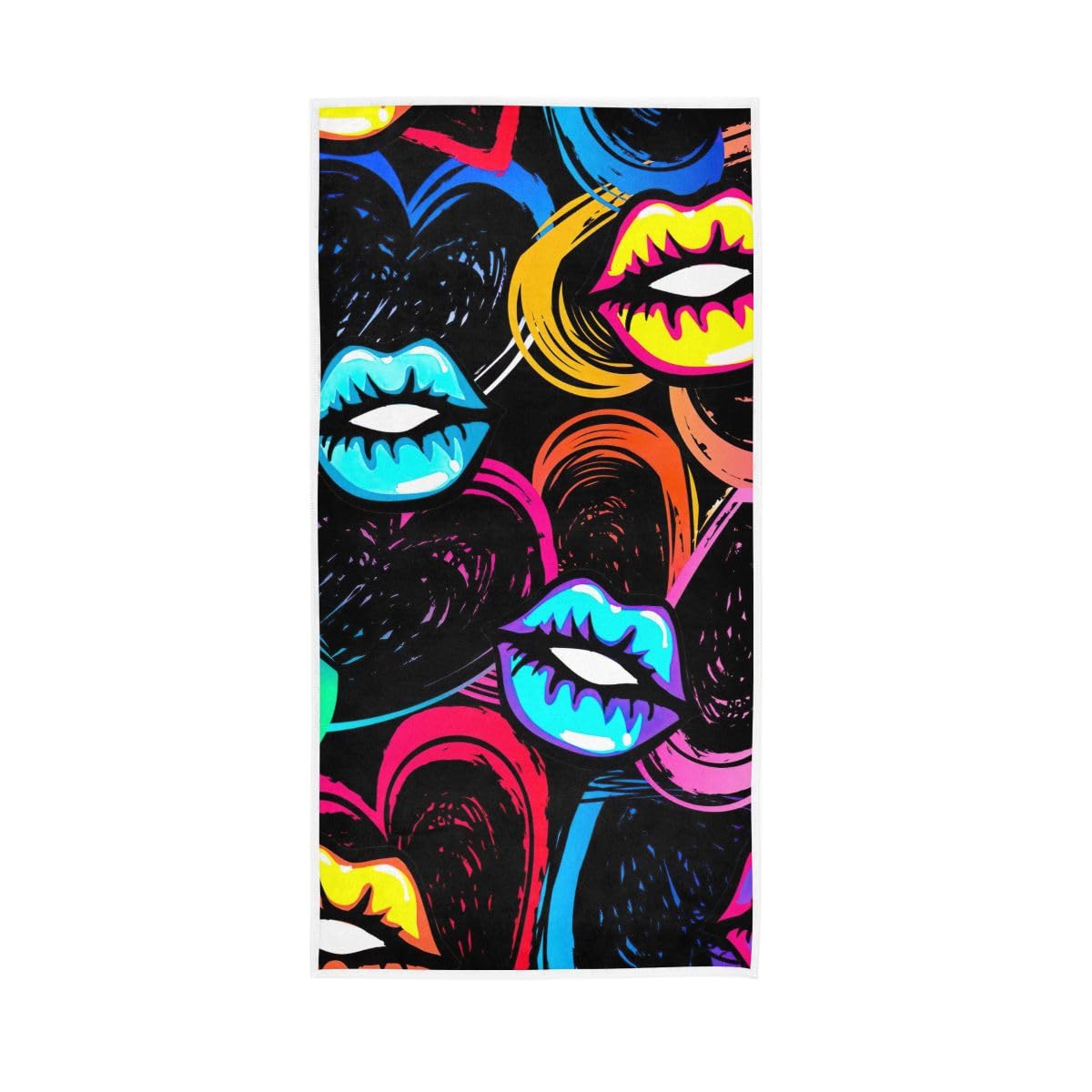 LSRCPD Fashion Lips and Hearts Hand Towel, Hand Towels and Wash Cloths for Bathroom 15 x 30 Inches