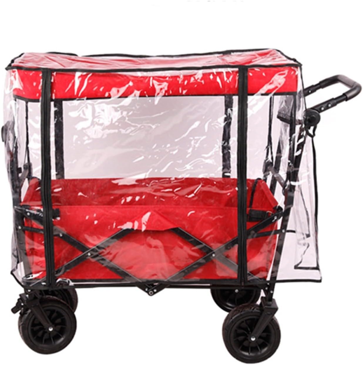 High Transparency PVC Rain Cover for Camping Trolley Cart, 35.8x20.1 Inch Waterproof Windproof Shield with Double Zippers, Fit for Outdoor Garden Wagon Stroller 35-37" Long