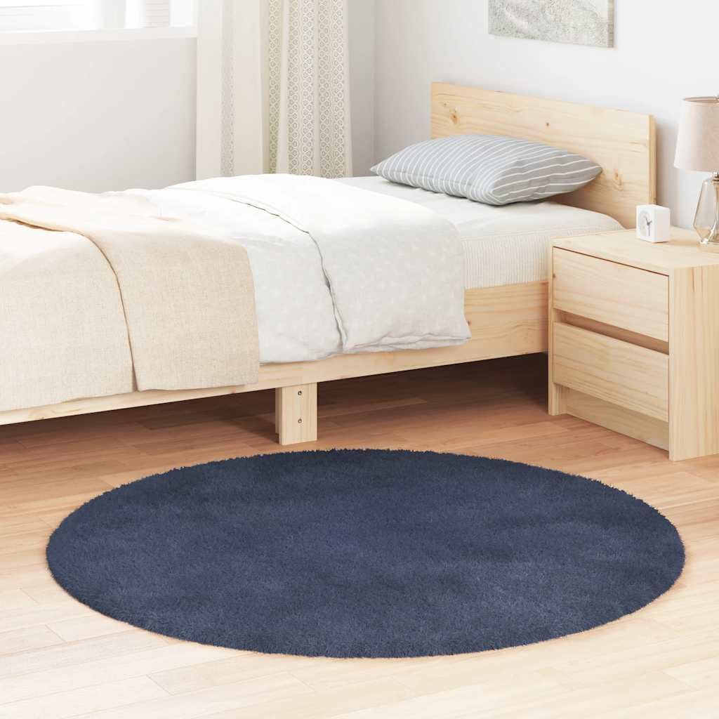 Tappeto shaggy a pelo lungo rotondo, 120 x 120 cm, in poliestere, per soggiorno, camera da letto e balcone, collezione NAVARRA