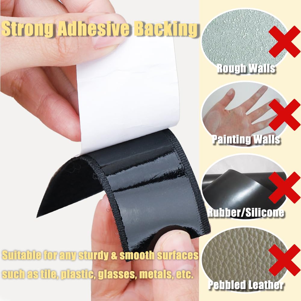 Belcro Adhesivo Doble Cara - 2 m x 20 mm Negro Hook Loop Autoadhesivo Cinta Rollo Doble Cara Cinta de Autoadhesiva para Oficina, Doméstica, Bricolaje