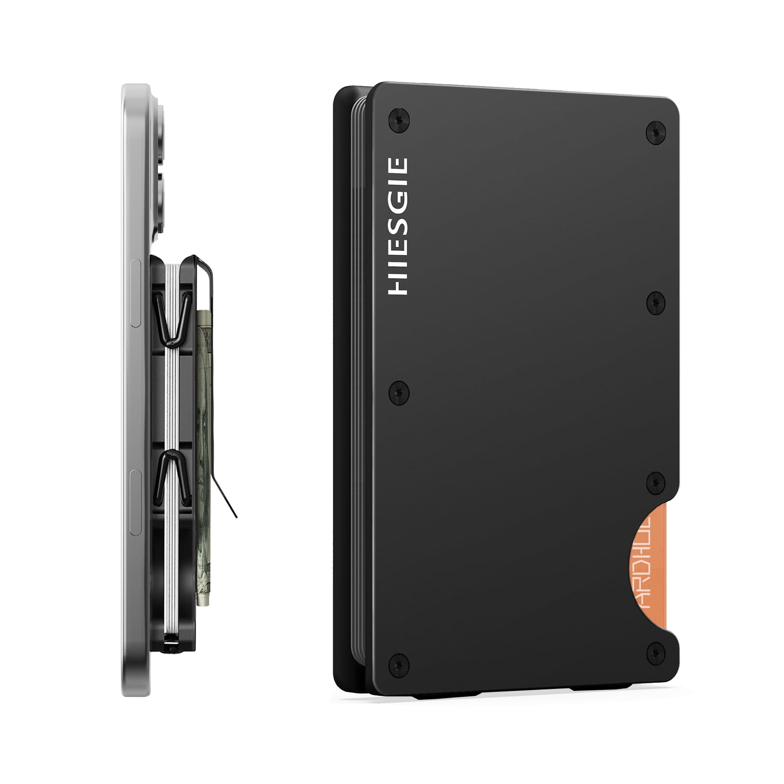 HIESGIE Compatible with MagSafe Wallet, Slim Wallet for Men with Money Clip, Rfid Blocking Metal Card Holder, Minimalist Magnetic Wallet Compatible with iPhone 16/15/14/13/12 Series - Classic Black