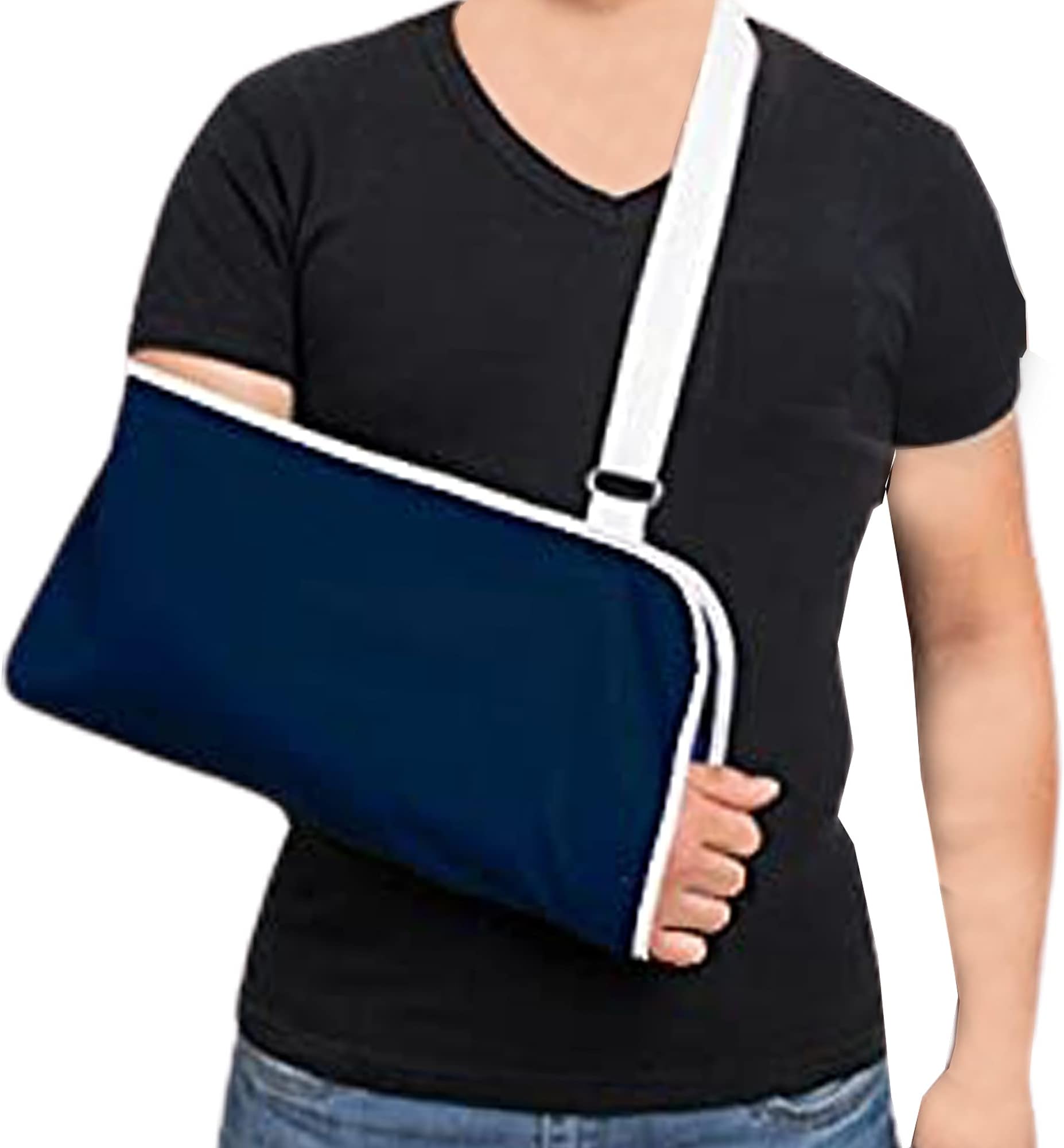 plastific Arm Sling Injury Forearm Shoulder Wrist Support Wrap Strap, Adjustable Shoulder Immobilizer Wrist Elbow Support Brace for Broken and Fractured Bones (1 x Navy Blue Arm Sling)