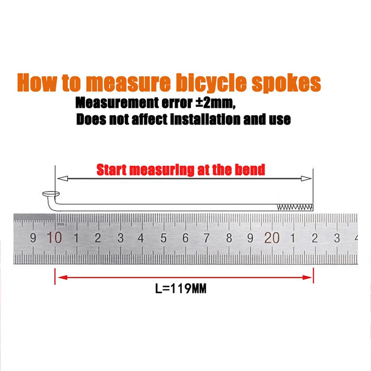 Radios de bicicleta eléctrica de 10 g, diámetro de 3,0 mm, de acero plateado, con boquillas y llave, de 55 a 305 mm, con curvatura en J para bicicleta eléctrica (70 mm, 40 piezas con llave de ra