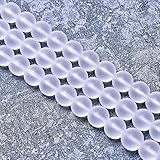 60pcs 6mm Wholesale Matte White Glass Beads for Jewelry Making Round Smooth Polished Glass Loose Beads for DIY Bracelets 15inch a Strand