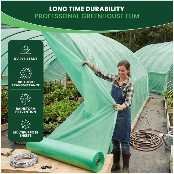 Suncover Plastic Greenhouse / Urban Garden 20% Shade 27.56Ft x 16.04Ft (8.40m x 5m) Chlorophyll Green + Free Poly Patch Tape