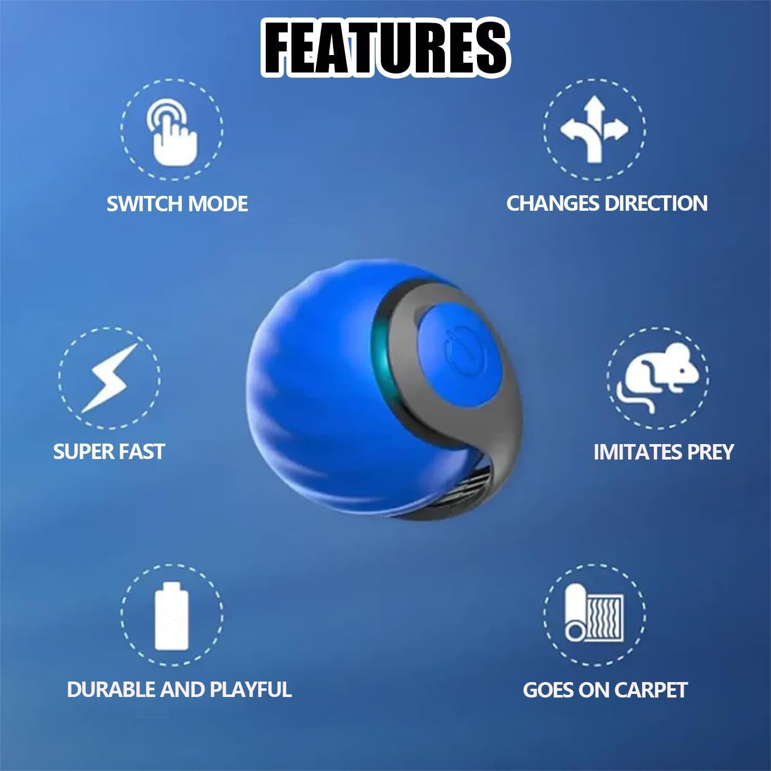 Speed Tail Upgrade 3.0, 2025 New Generation Upgrade Interactive Cat Toys for Indoor Cats,Smart Interactive Cat Toy Ball,Automatic Moving Cat Toy Ball with Tail (Blue+Orange) 1