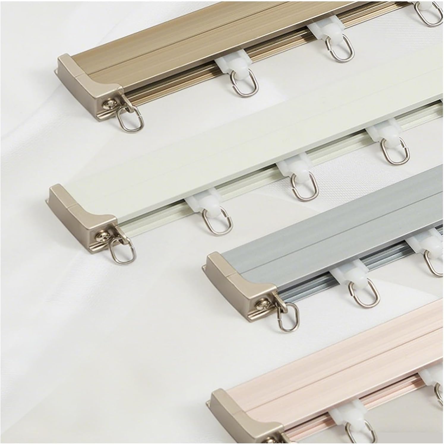 Curtain Rods For Windows 1.6ft To 18ft, Flexible Aluminum Curtain Track, Bendable Ceiling Curtain Rod, Heavy Duty Ceiling Rail For Open Rooms(Gold,280cm(9.2ft))