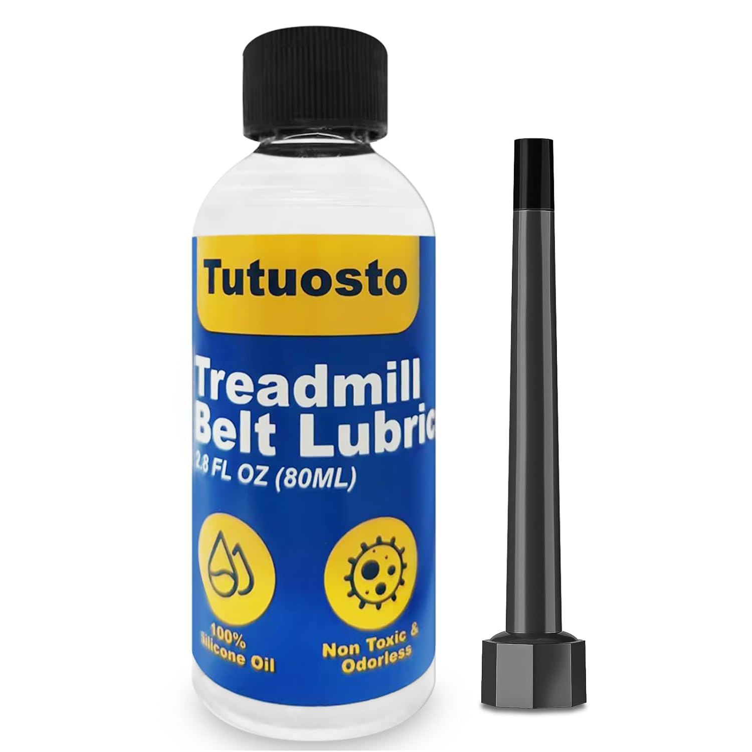 Treadmill Lubricant for Belt, 100% Silicone Treadmill Belt Lubricant, Treadmill Oil Belt Lubricant Kit, with Precision Screw Cap and Applicator Tube, Viscosity 500CS, Suitable for Most Treadmills