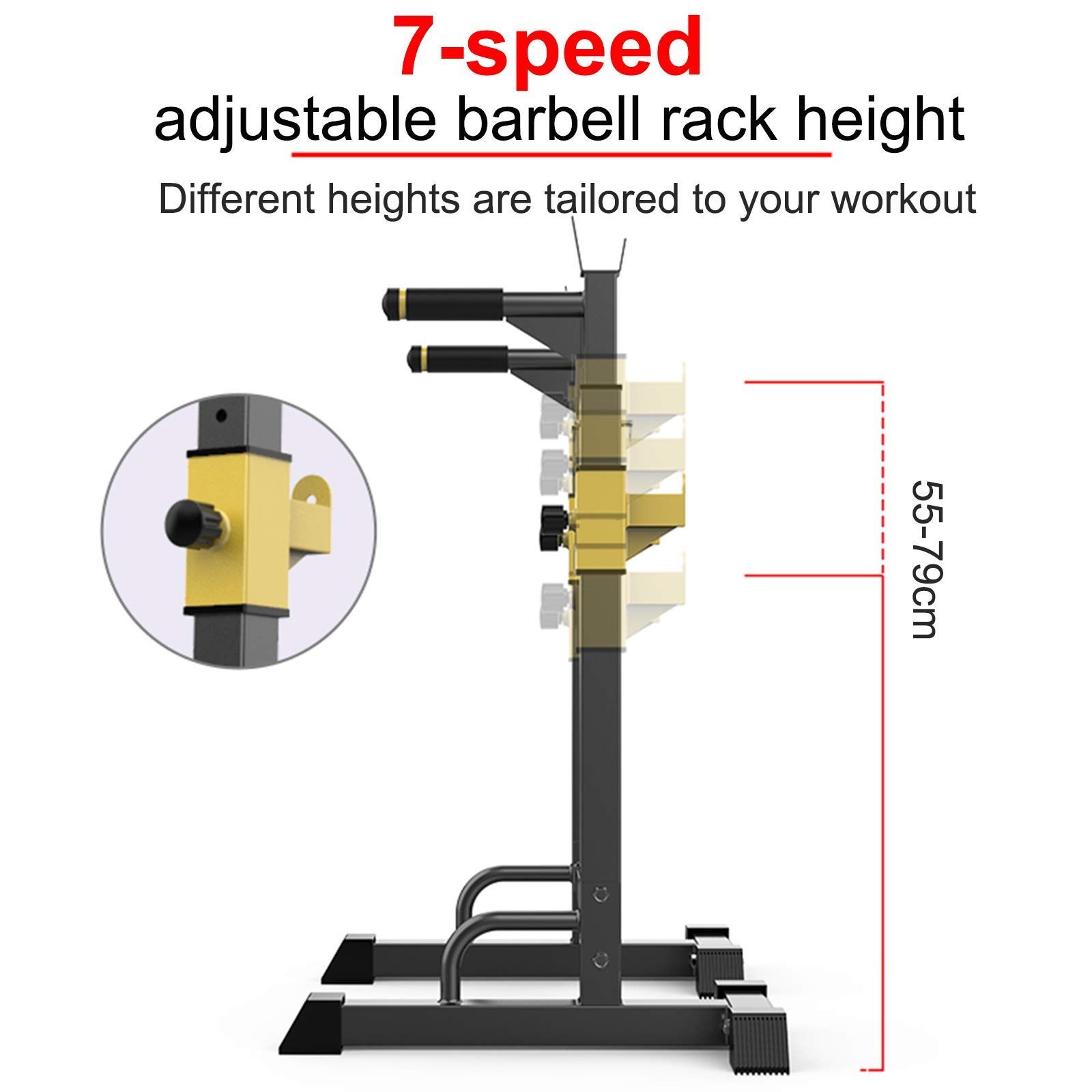 ERoomQ Barbell Rack Squat Stand Adjustable Bench Press Rack 550LBS Max Load Multi-Function Weight Lifting Home Gym Fitness