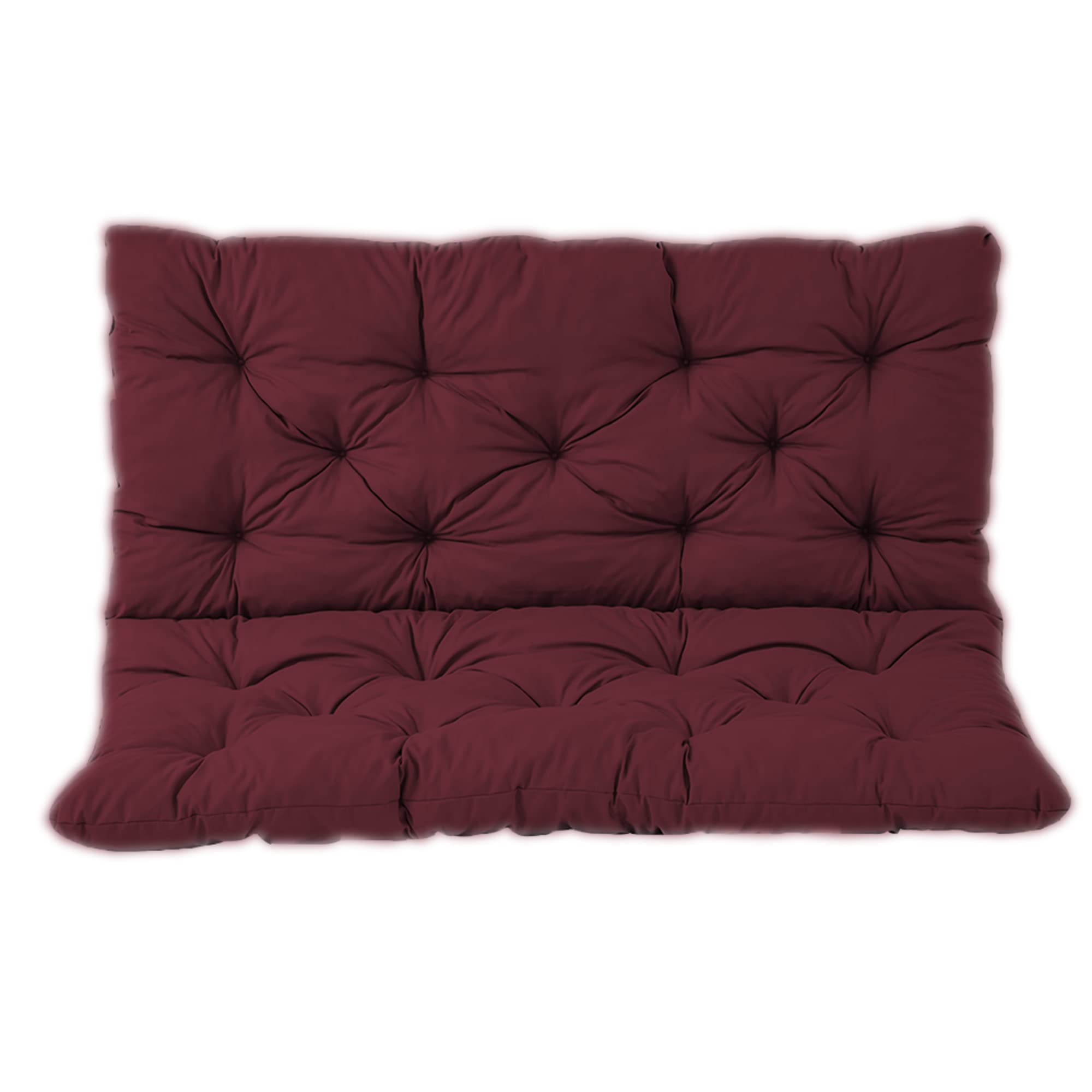 Sangles de banc d'extérieur avec dossier - Sièges de rechange doux pour terrasse 2/3 places - 120 x 100 x 8 cm - Rouge foncé