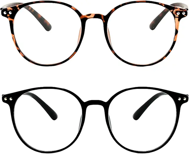 KEYRI 2 Pack Blue Light Blocking Glasses - Black & Tortoiseshell Round Frames