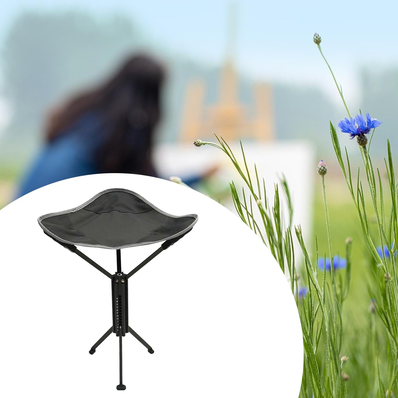 Sgabello da Campeggio Pieghevole, Piccola Sedia in Lega di Alluminio, Sgabello Pieghevole Portatile, treppiede da Pesca per concerti, Schizzi,