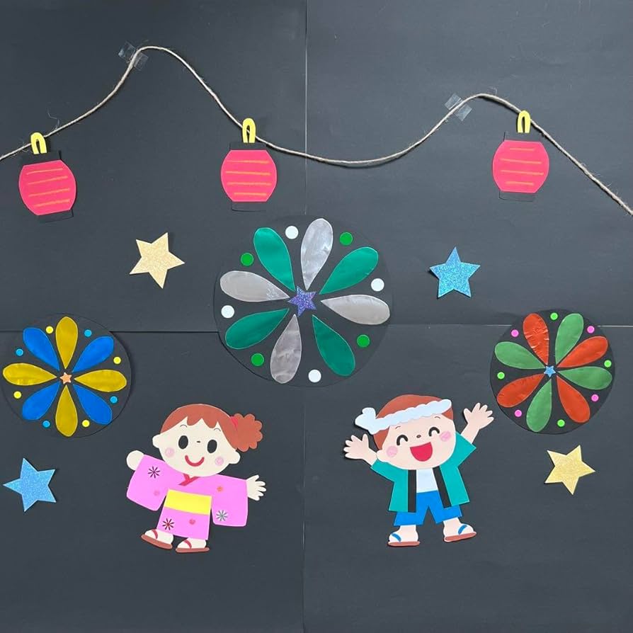 Amazon.co.jp: 壁面飾り「たのしいお祭り」夏 花火 7月 8月