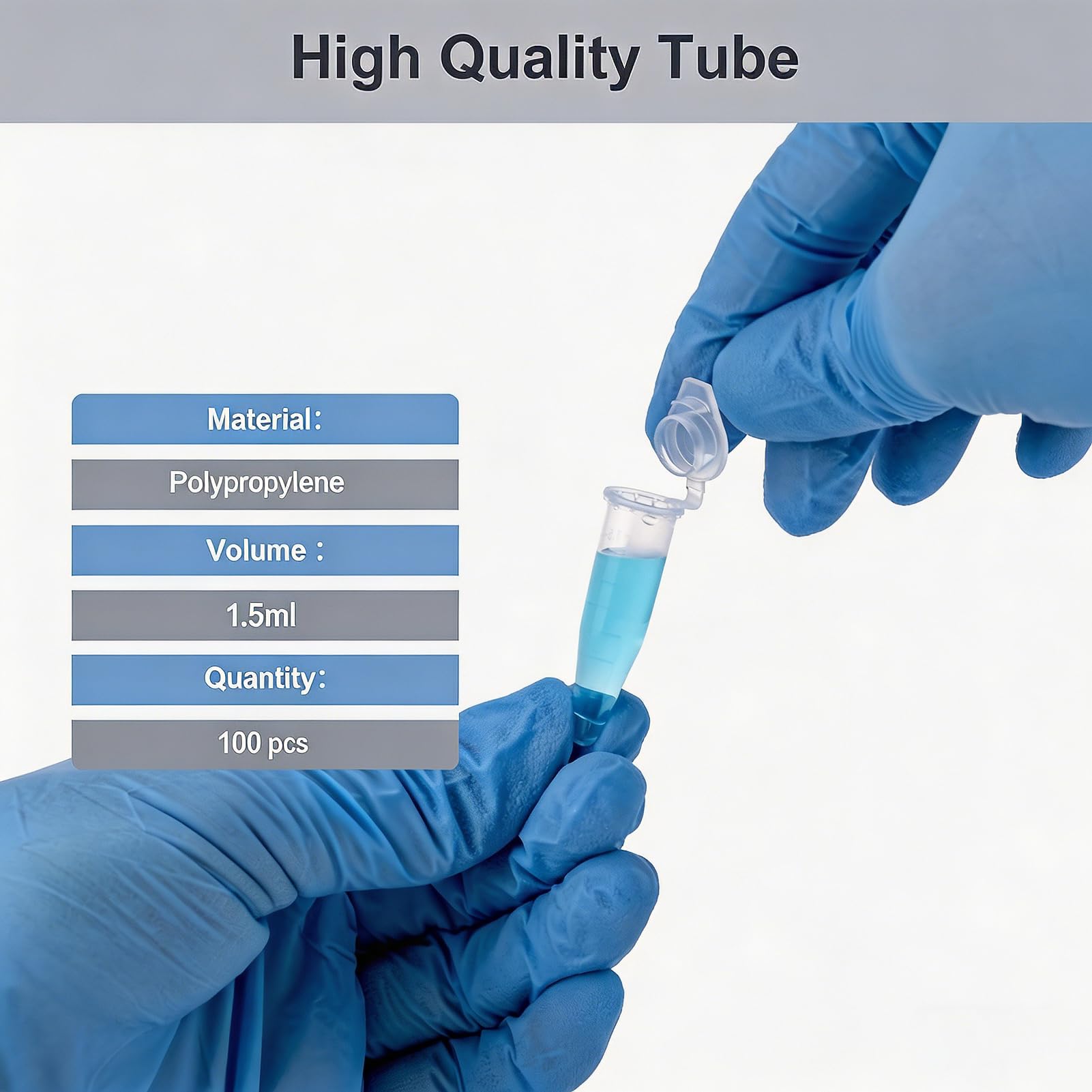 parte inferior punta claro plástico tubos de ensayo Tubos de centrífuga de 1,5 ml Pack de 100