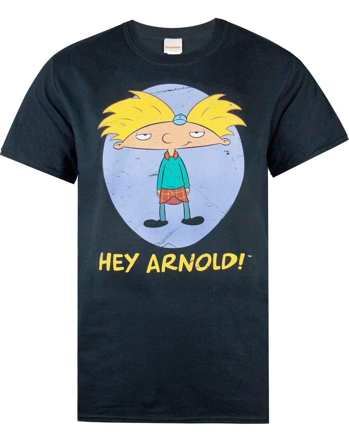 Nickelodeon Men's Black Hey Arnold T-Shirt For Adults | Wo Short Sleeve Top | 90S Tv Show Merchandise