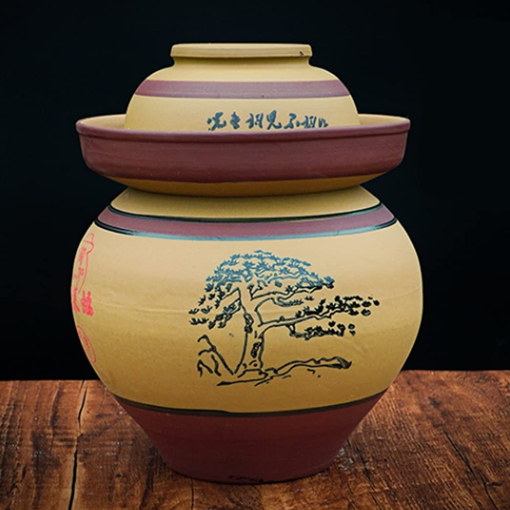 Frascos de cerámica para encurtidos, Recipiente de cerámica Retro con Tapa, Recipiente Grande for(4KG)
