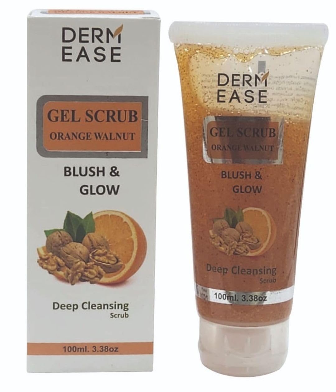 DERM EASE Gel Scrub Orange Walnut 100 ML | Orange Walnut Massage Gel for Women & Men