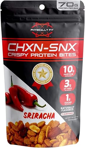 CHXN-SNX crujiente de proteína picada Sriracha con cacahuetes y almendras 7 porciones 247oz de proteína por bolsa 74 onzas