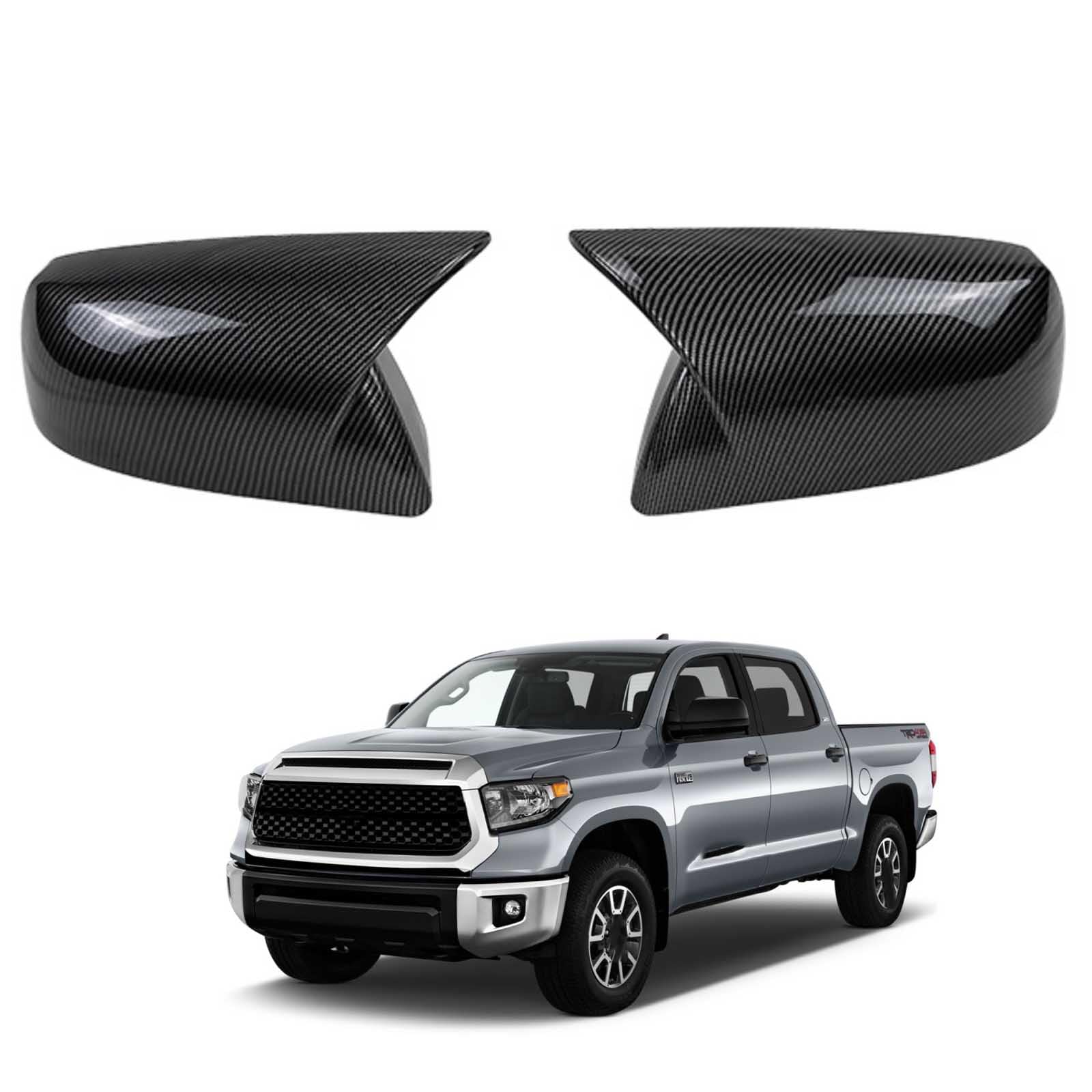 PAPEP Door Mirror Cover Caps for Toyota Tundra 2010-2021, Left Right Side Wing Rearview Mirror Cover Lid 2 Pieces Exterior Styling Accessory,Carbon fiber texture
