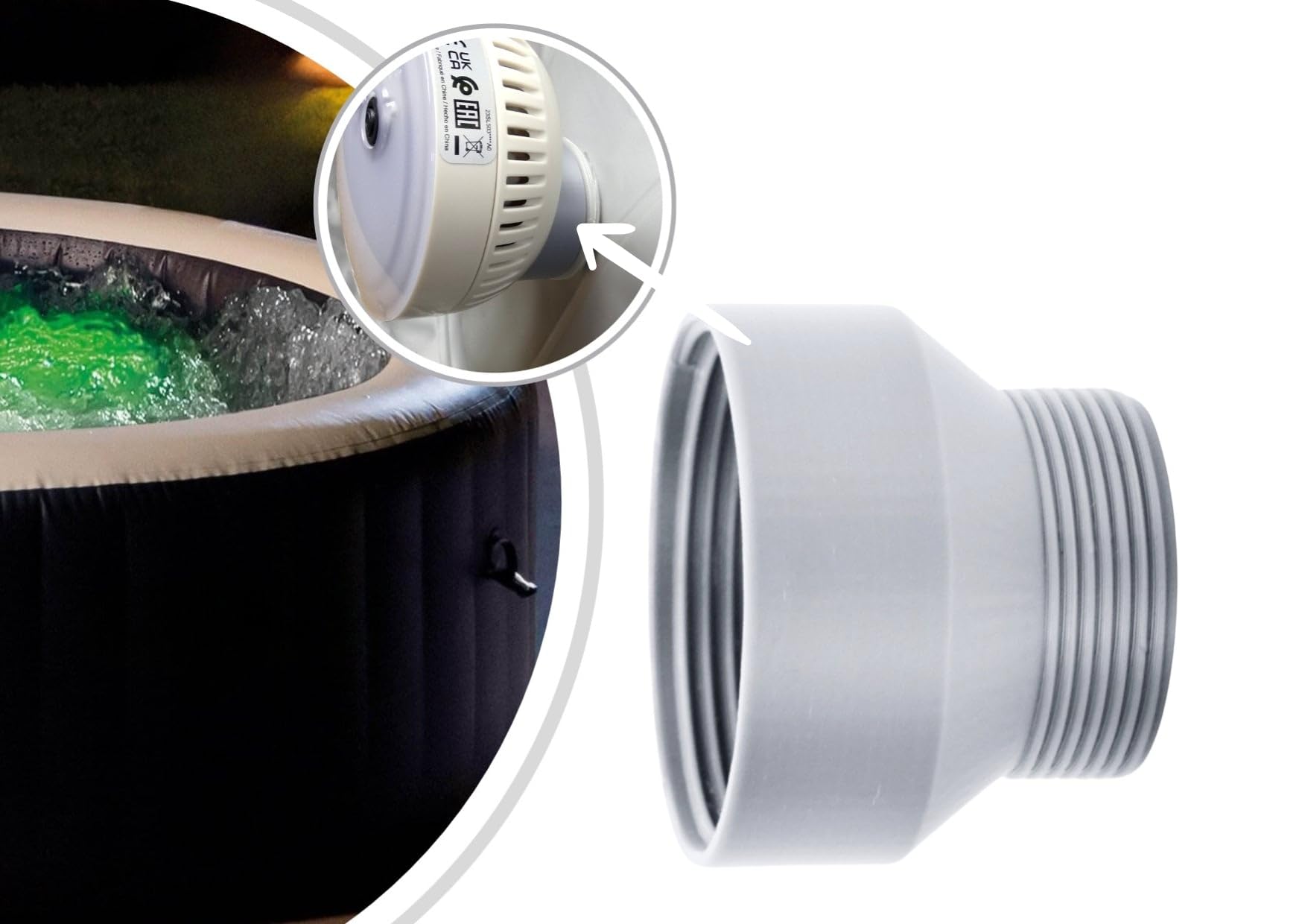 ME&SG Adaptador de luz LED de alta calidad compatible con Intex Wave Spa Canadian Spa Grand Rapids jacuzzis inflables portátiles accesorios de iluminación subacuática (LED no incluido)