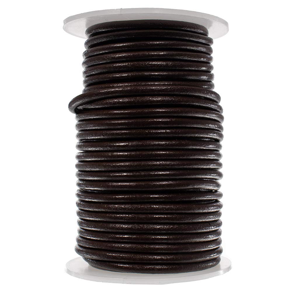 West Coast Paracord Round Leather Cord (Red Brown, 4mm - 10 Yards)