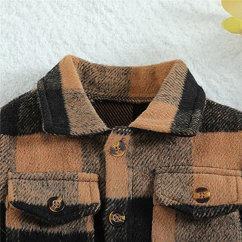 Toddler Boys Girls Shirt Coat Jacket Plaid Long Sleeve Turn Down Collar Button Tops Outwear Kids Girls Clothes2