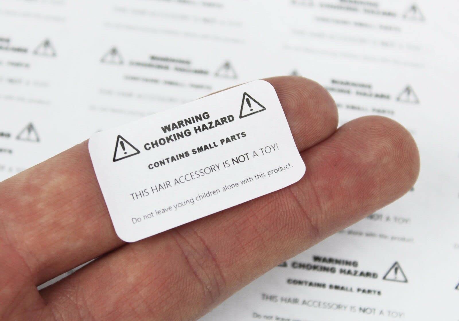 Warning Labels/Stickers for Hair Bows and Accessories. White Label/Black Text (10 Sheets)
