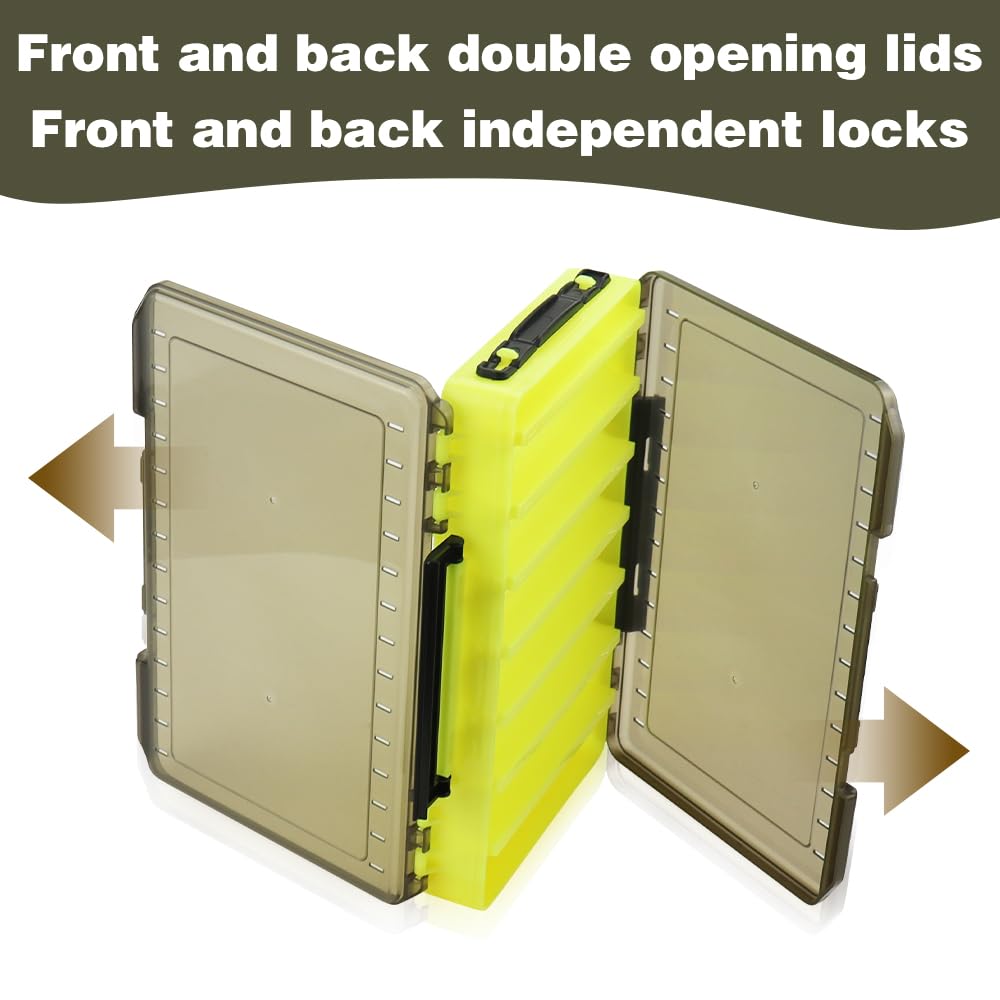 Boîte à appâts de pêche transparente et imperméable, double face avec compartiments pour l'équipement, 27 x 18 x 4,7 cm - pour tous les passionnés Boîte à appâts de pêche transparente et imperméable, double face avec compartiments pour l'équipement, 27 x 18 x 4,7 cm - pour tous les passionnés