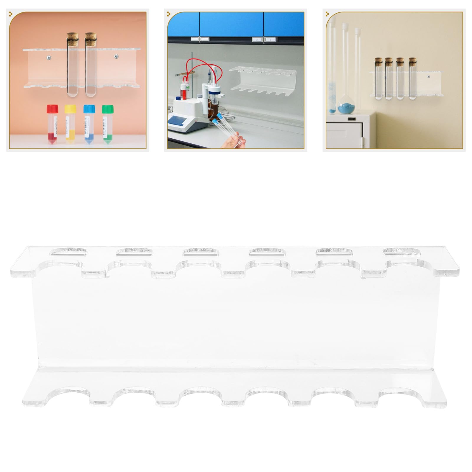 Garneck Support de Pipettes de Laboratoire Mural Transparent en Acrylique 6 Emplacements, Porte-pipettes Trapézoïdal pour Organisation D’outils de Laboratoire, Gain de Place pour Tubes