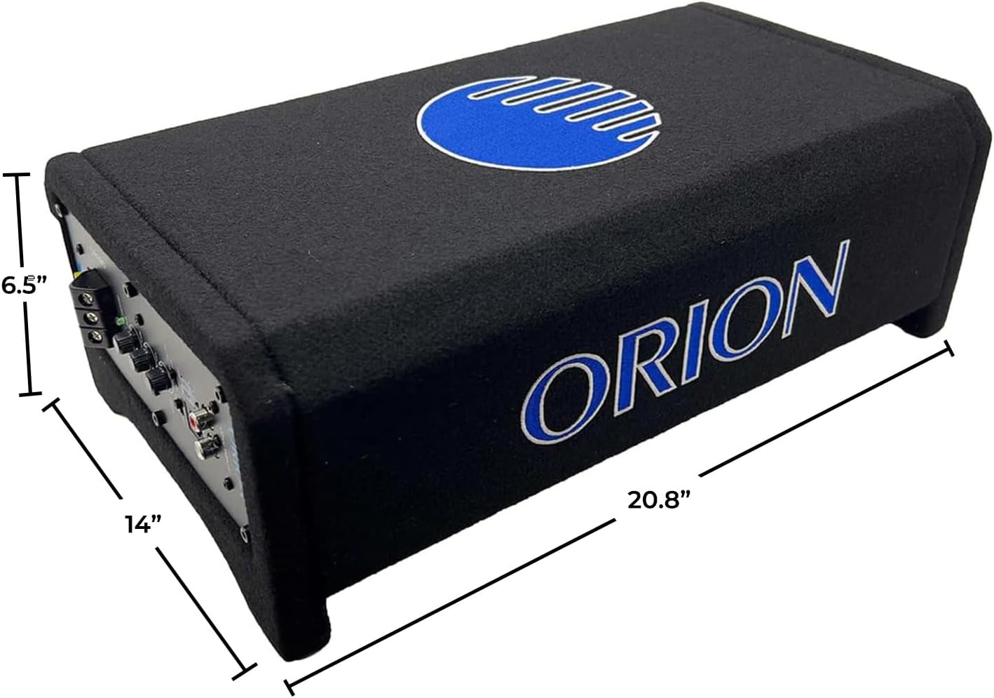 ORION Cobalt CPE120 subwoofer with dimensions labeled