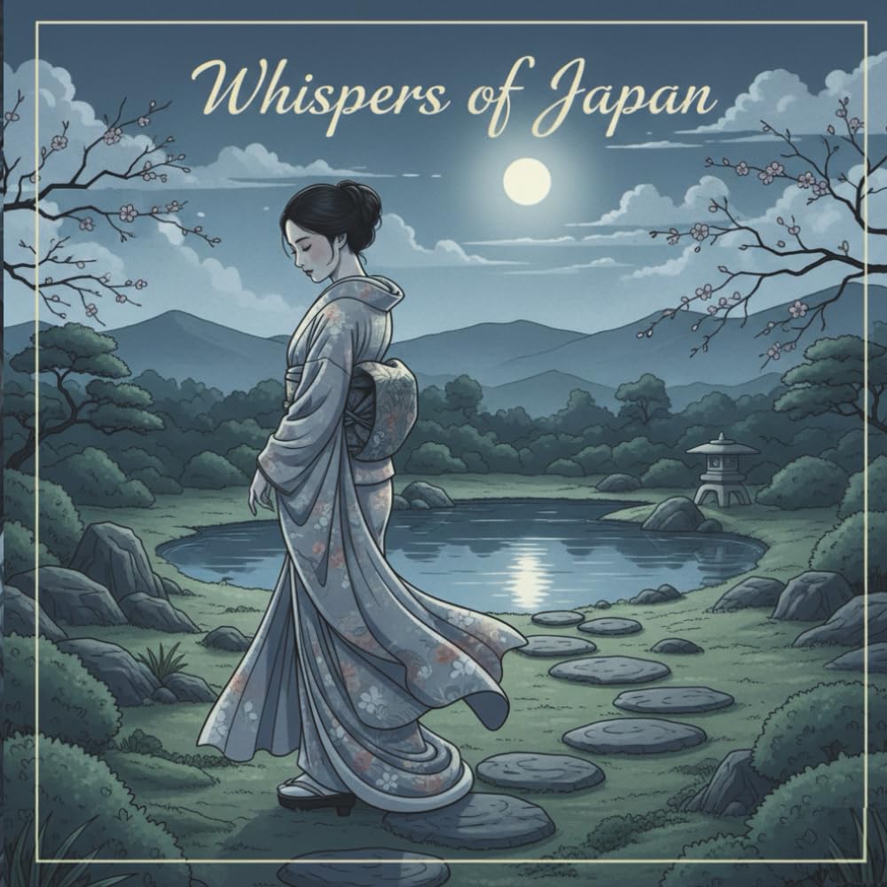 Whispers of Japan A Mindful Coloring Journey: Moonlit Landscapes, Seasonal Scenes, and Elegant Kimono Women for Deep Relaxation (Japanese Mindful Coloring Series – Volume 2)