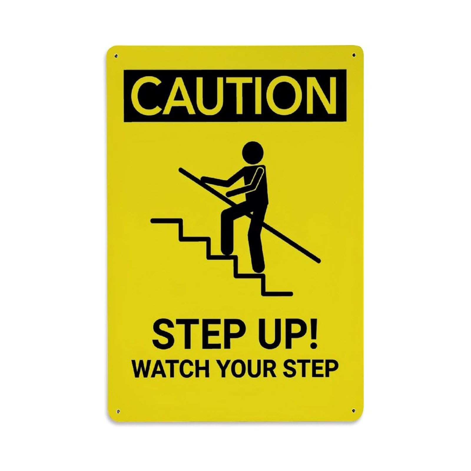 Caution Step Up Watch Your Step Retro Metal Tin Sign, Vintage Decor Art Poster for Bar, Home, Man Cave, Kitchen, Laundry Room Gift 8x12Inch
