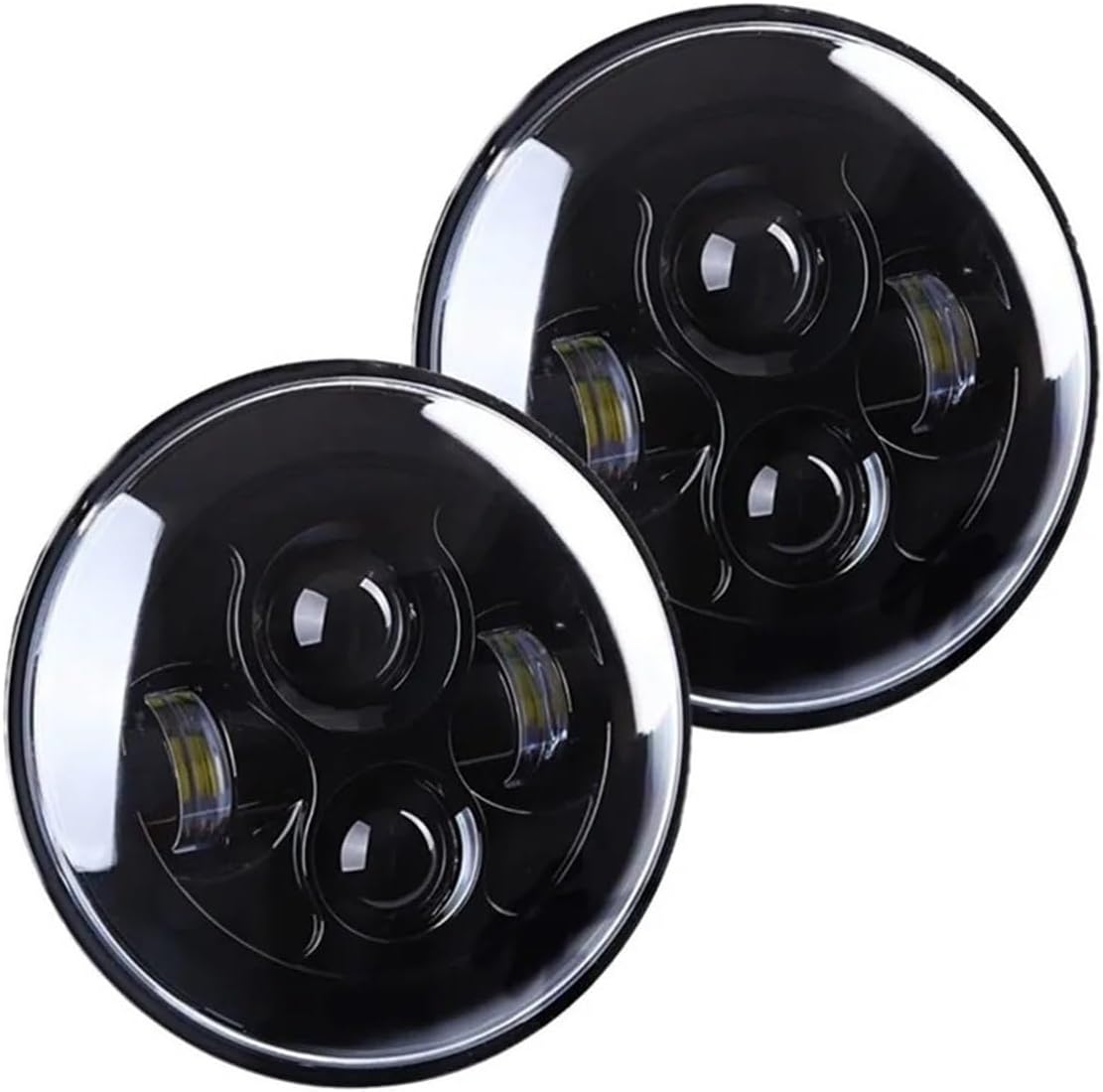 Headlight Assembly For Land For Rover For Defender For Lada For Niva 4X4 For Urban 2pc 7" 80W Black Led Car Headlight Round Headlights Assembly Headlights Unit(1)