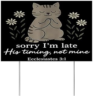 Sorry I'm Late His Timing Not Mine On Back Yard Sign,12x18 Inch Vertical Double Sided Colorful Floral Farmhouse Holiday Outside Decorations Yard Flag
