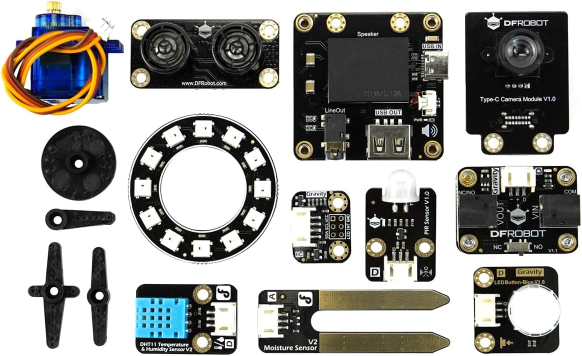 Python Starter Kit for UNIHIKER M10 (Board Not Included) | 15 Structured Lessons for STEM | Learn AI & IoT Programming | with Solderless Plug-and-Play Sensors