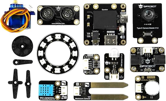 Python Starter Kit for UNIHIKER M10 (Board Not Included) | 15 Structured Lessons for STEM | Learn AI & IoT Programming | with Solderless Plug-and-Play Sensors