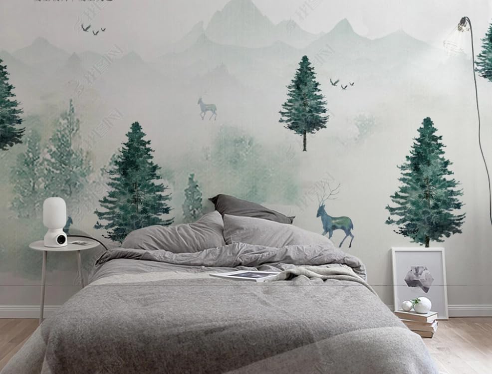 Poster géant forêt de cerfs pour créer une ambiance nature dans votre salon