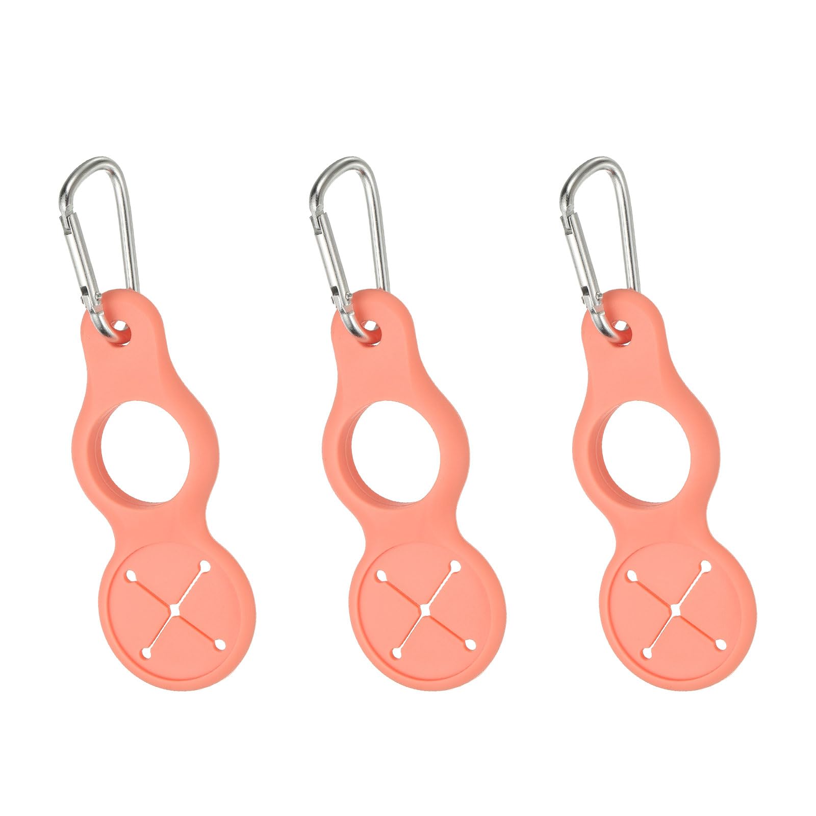 YELARXI Water Bottle Clip, Silicone Water Bottle Carrier Hanging Buckle Clip Keychain Bottles Holder with Towel Loop for Outdoor Camping Hiking Traveling (3 Pack, Orange)
