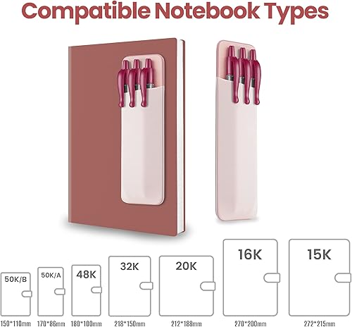 Miniatura 6 de Epessa Soporte para bolígrafo adhesivo para cuaderno funda adhesiva para diario de tapa dura planificadores cuadernos organizador reutilizable de