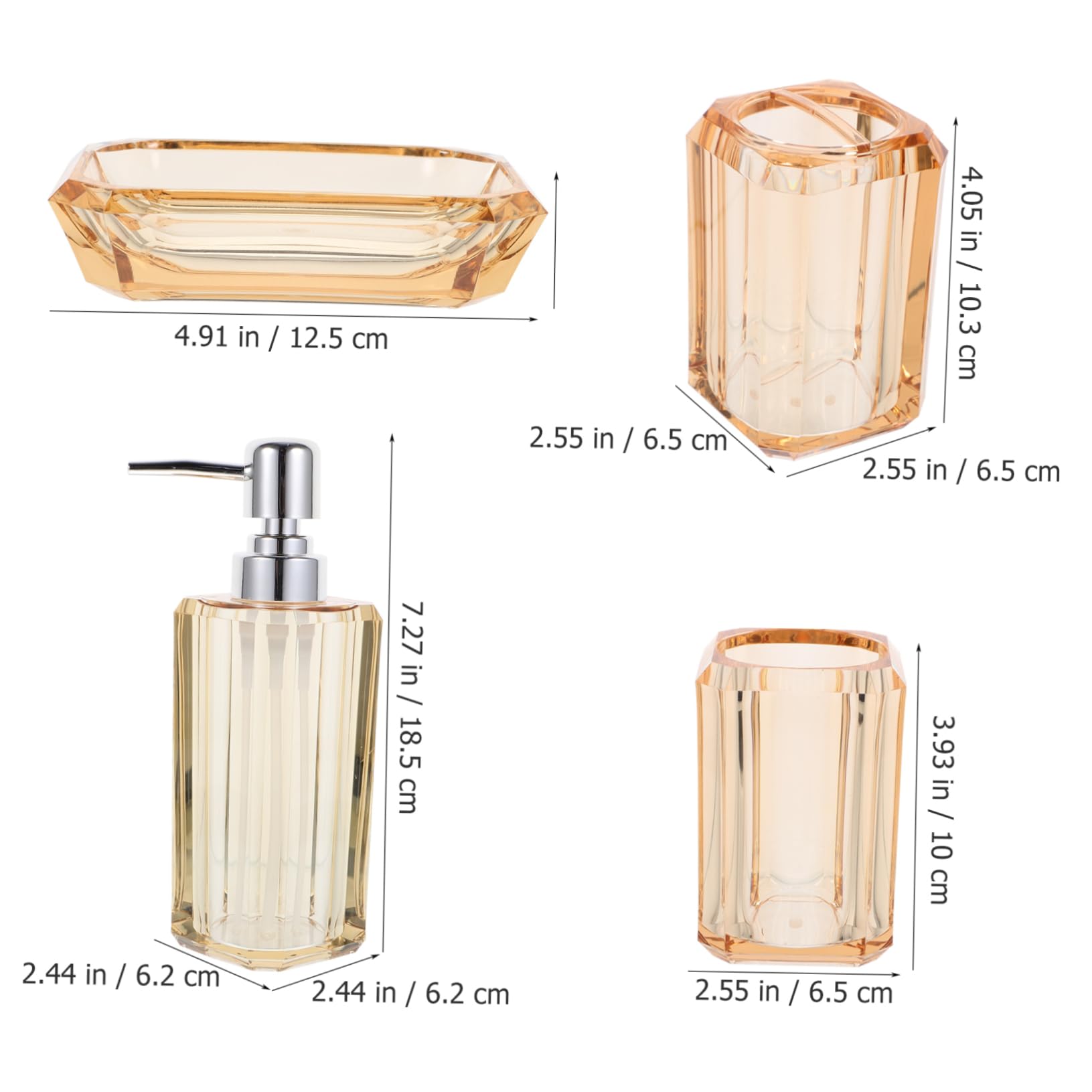 Mipcase Set de Baño de Acrílico Jabonera Porta Cepillo de Dientes Elegante para Baño
