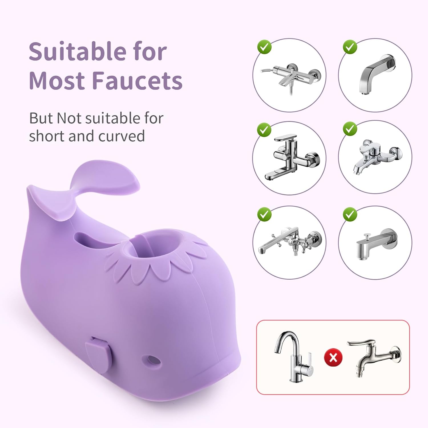 Faucet Cover Bathtub Baby Spout Cover Soft,Bath Faucet Cover for Baby's and Kid's Safety (Whale Purple)