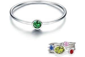 Mom Rings for Women Sterling Silver Birthstone Stackable Mother Ring