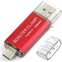 BorlterClamp Type C USB 3.0 Dual Port Flash Drive USB C OTG Memory Stick for Android Smartphone Samsung Galaxy S9/S8/Note 9 LG Tablet Computer 128GB Red TGX-us type-c red 128gb