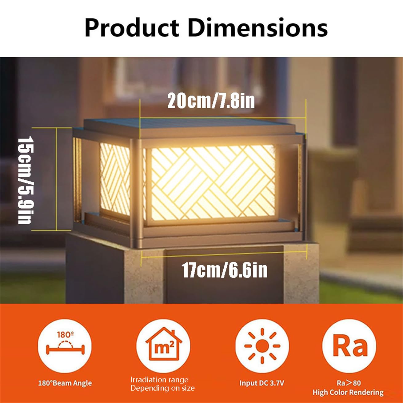 Nowoczesna lampa słupkowa ze stali nierdzewnej, lampa solarna LED do ogrodzenia, tarasu lub ogrodu, wodoodporna IP54, żarówka E26 (1 sztuka), idealna do dekoracji ogrodu i tarasu.