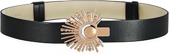 RISANTRY Black Wide Belt for Women Adjustable 2-Inch Wide Design with Gold Buckle Chunky Belt Perfect for Dresses and Coats