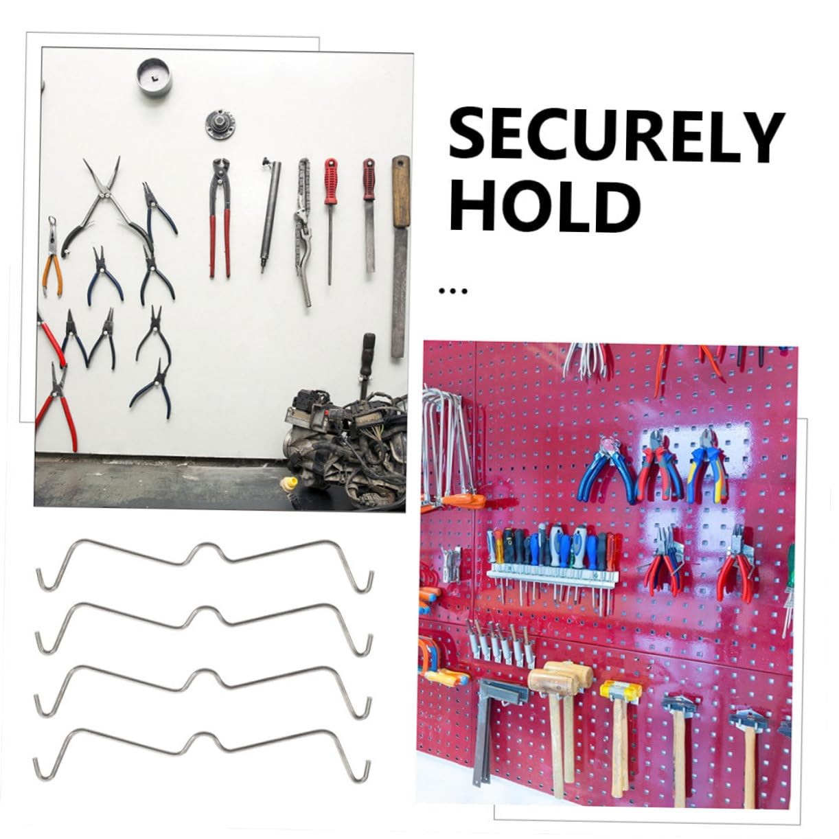 LIFKOME 60Pcs Stainless Steel Pegboard Hook Clips Pegboard Organizer Clips for Garage Workshop and Basement Secure Peg Hook Fasteners with Strong Load Bearing Capacity