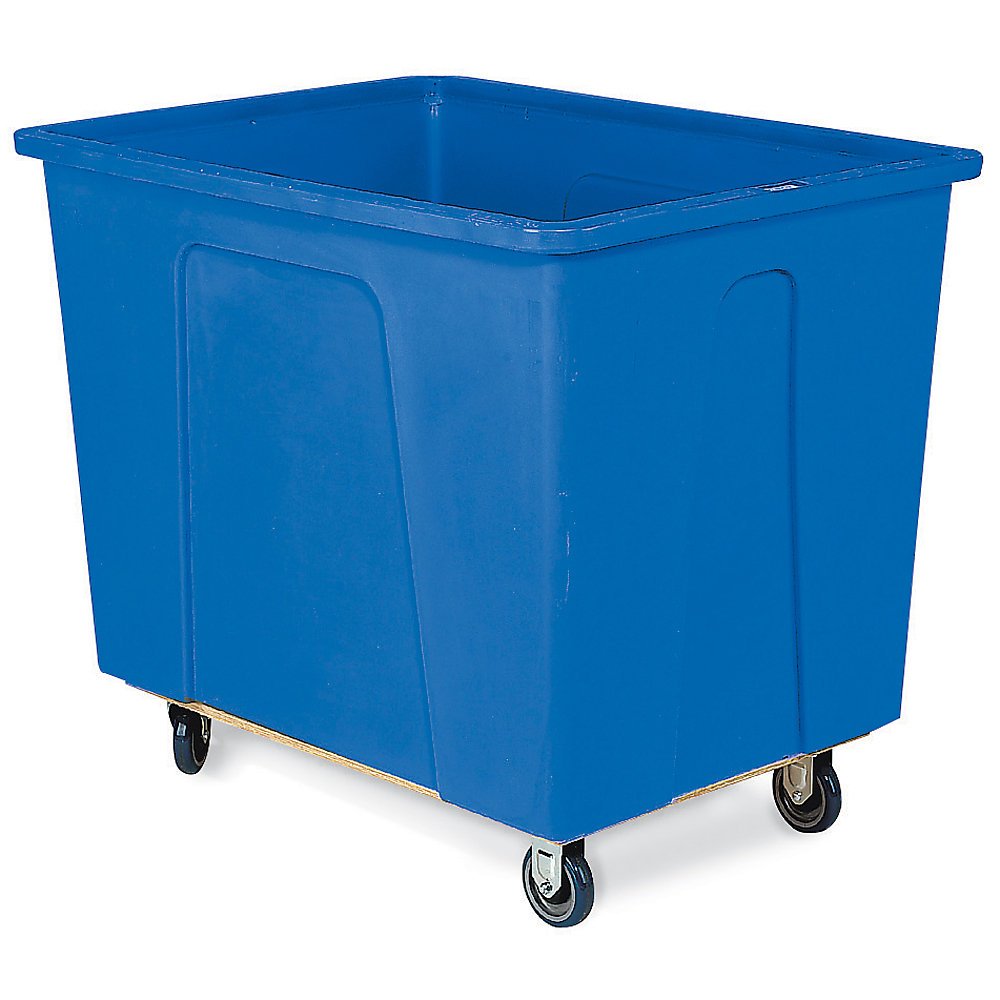 Wesco Industrial Products 272514 96 Gallon 12 Bushels Plastic Box Truck, 5" Polyurethane Wheels, 550 Pound Capacity, 38" Length x 28" Width x 35" Height, Blue