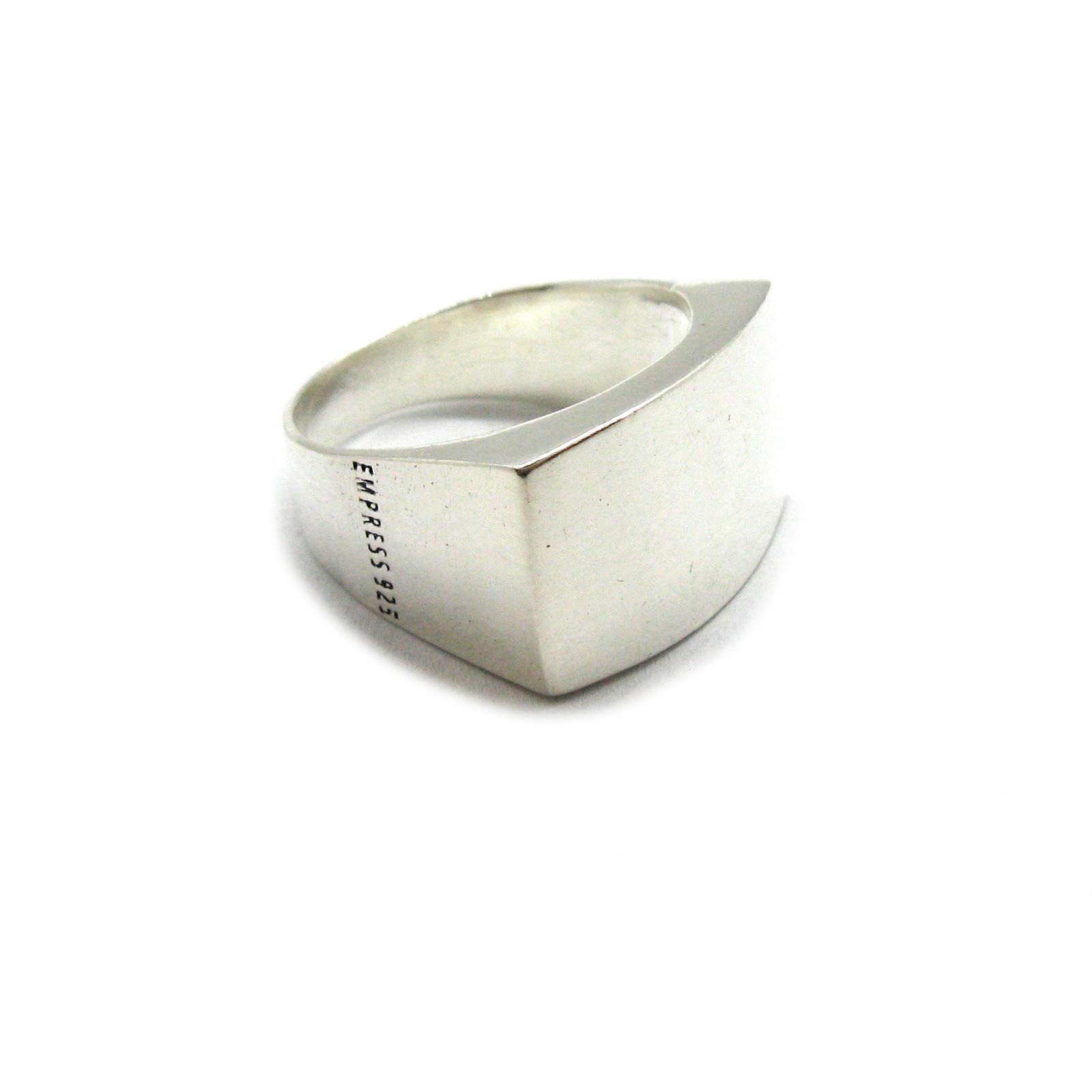 Anillo de sello liso de plata esterlina para hombre grabado sólido 925 R001990 Empress