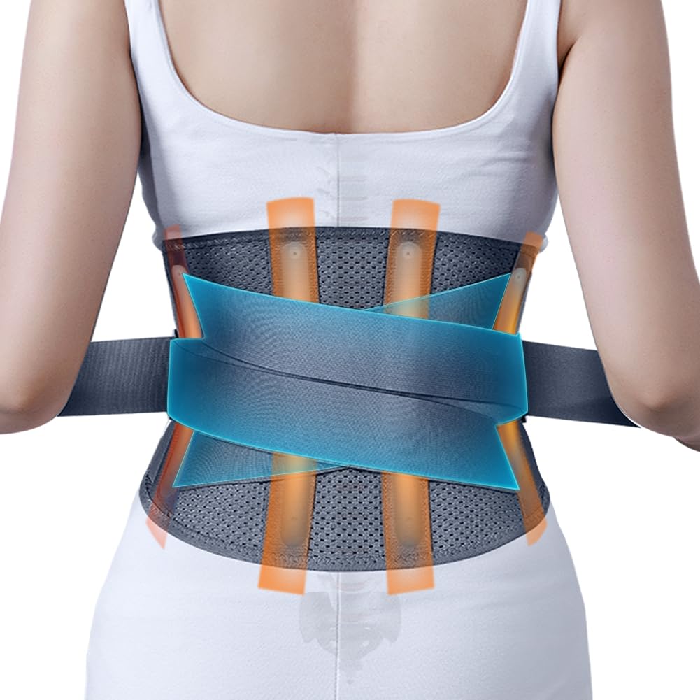 BigAlexBack Brace for men Lower Back Pain Back Support Belt for Women Work Easy to put Metal Stays Lumbar Support (S-Waist:24"-29")
